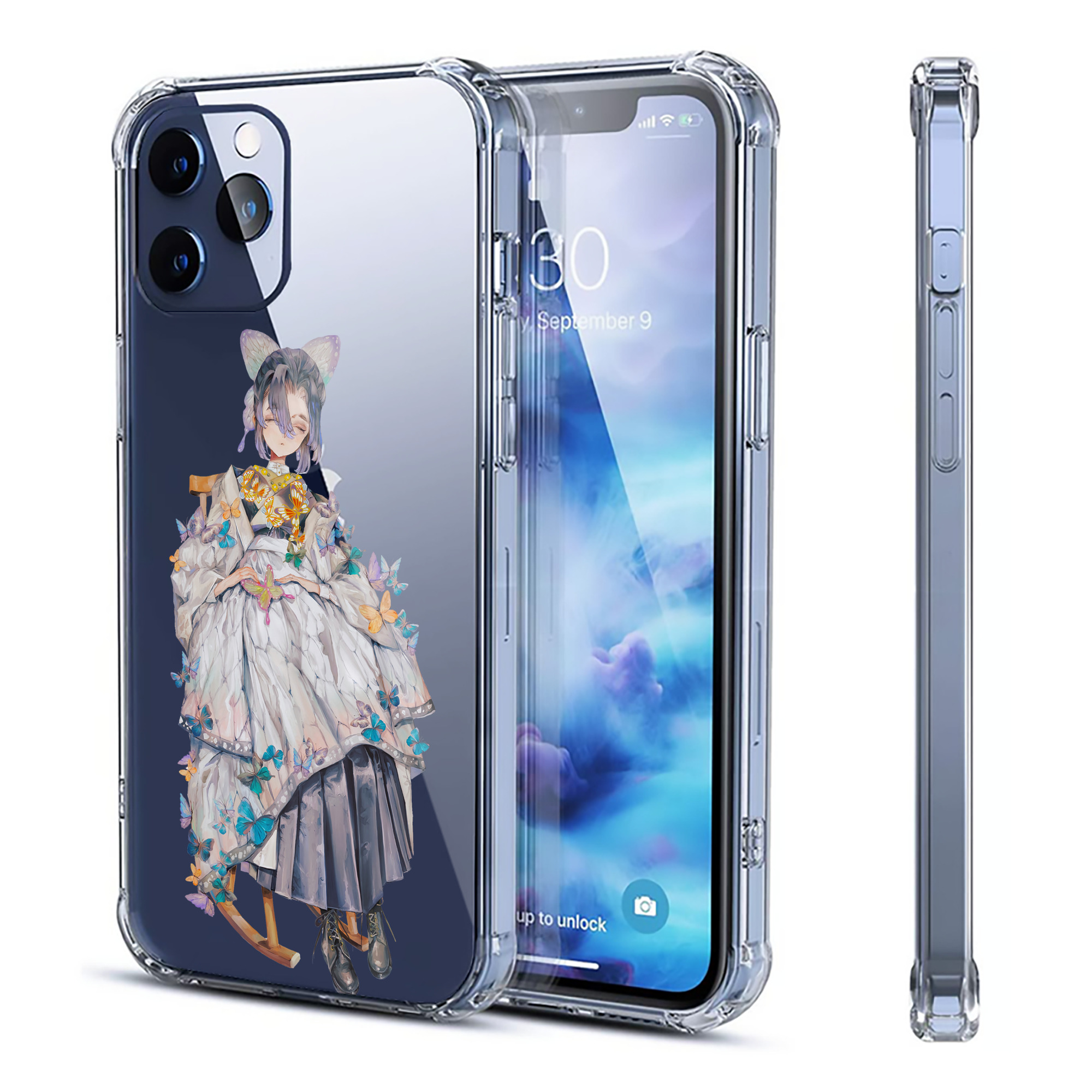（画像用） 鬼滅の刃（きめつのやいば）蟲柱-胡蝶 しのぶ／こちょう しのぶ Kochou Shinobu 【iPhone 12シリーズ対応】透明スマホケース（クリアソフトケース）